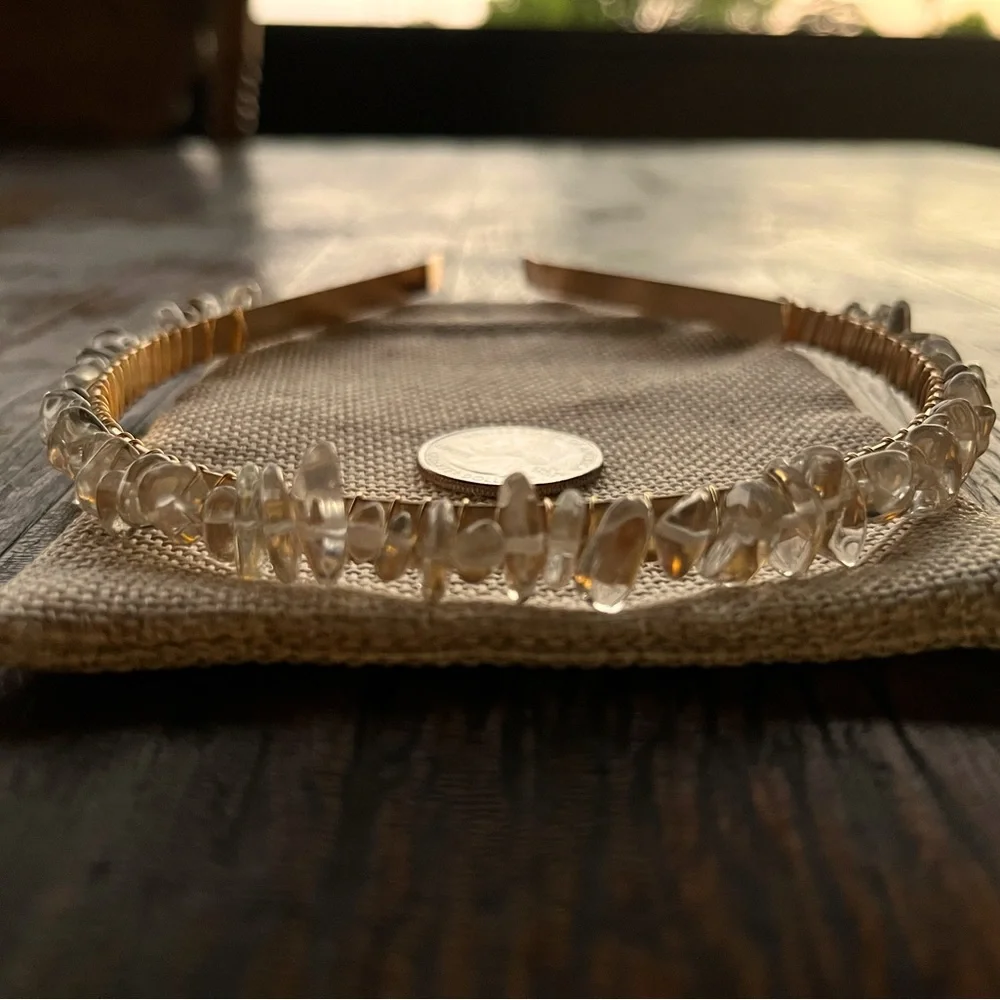 Genuine Clear Quartz Chip Headband Clear Quartz Headband Gemstone Headband